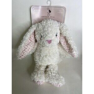 Carried Away White Bunny Rabbit Floral Feet Ears Shaggy Soft Plush Stuffed Toy